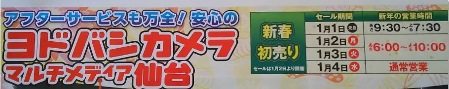 17 チラシ ヨドバシカメラ 仙台 21 初売り 夢のお年玉箱 情報